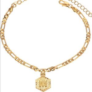 New M Initial Gold Filled Ankle Bracelet